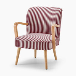 Furniturebox Uk Sylvie Accent Chair Berry And Cream Stripe Oak Effect Legs - thumbnail 3