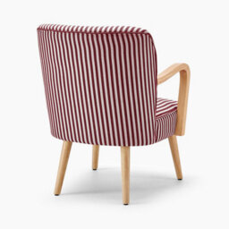Furniturebox Uk Sylvie Accent Chair Berry And Cream Stripe Oak Effect Legs - thumbnail 5