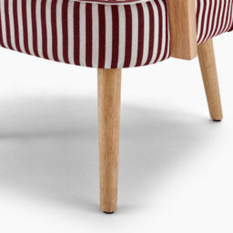 Furniturebox Uk Sylvie Accent Chair Berry And Cream Stripe Oak Effect Legs - thumbnail 8