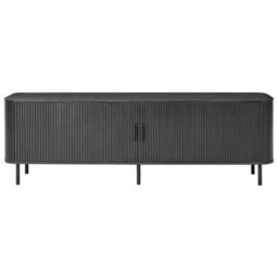 Wyld and Coco Mirahome 54-Inch Tv Stand Black - Laminated Mdf With Metal Legs, Retro Sliding Cabinet - thumbnail 1
