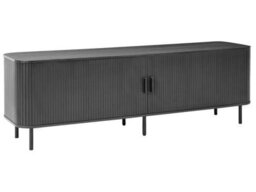 Wyld and Coco Mirahome 54-Inch Tv Stand Black - Laminated Mdf With Metal Legs, Retro Sliding Cabinet - thumbnail 3