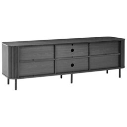 Wyld and Coco Mirahome 54-Inch Tv Stand Black - Laminated Mdf With Metal Legs, Retro Sliding Cabinet - thumbnail 6