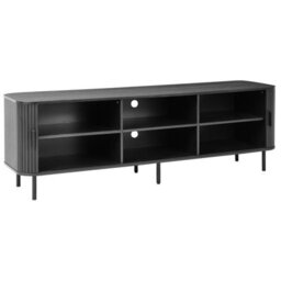 Wyld and Coco Mirahome 54-Inch Tv Stand Black - Laminated Mdf With Metal Legs, Retro Sliding Cabinet - thumbnail 5