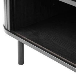 Wyld and Coco Mirahome 54-Inch Tv Stand Black - Laminated Mdf With Metal Legs, Retro Sliding Cabinet - thumbnail 7