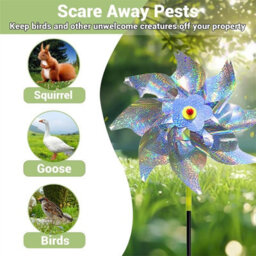 10X Bird Repellent Reflective Windmill Anti Bird Wind Spinner For Garden Orcha Silver - thumbnail 2