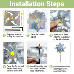 10X Bird Repellent Reflective Windmill Anti Bird Wind Spinner For Garden Orcha Silver - thumbnail 3
