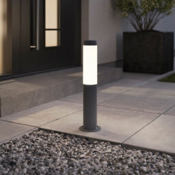 GoodHome Callisto Contemporary Dark Grey Mains-Powered 1 Lamp Integrated Led Outdoor Post Light (H)480mm - thumbnail 1