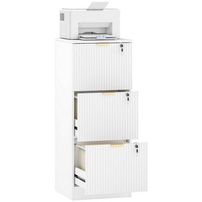 White 3 Drawer Filing Cabinet, File Cabinet With Lock And Adjustable Hanging Rails - image 1
