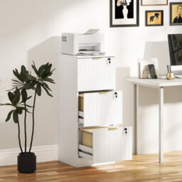 White 3 Drawer Filing Cabinet, File Cabinet With Lock And Adjustable Hanging Rails - thumbnail 4