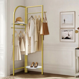 Gold Corner Hall Tree Freestanding Coat Rack Adjustable Collapsible - thumbnail 6