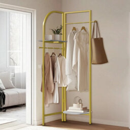 Gold Corner Hall Tree Freestanding Coat Rack Adjustable Collapsible - thumbnail 5