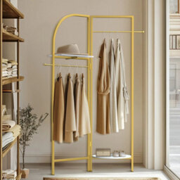 Gold Corner Hall Tree Freestanding Coat Rack Adjustable Collapsible - thumbnail 4