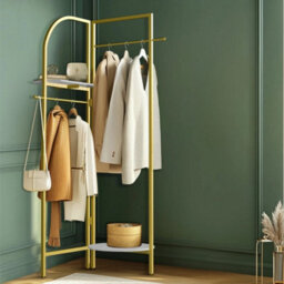 Gold Corner Hall Tree Freestanding Coat Rack Adjustable Collapsible - thumbnail 3