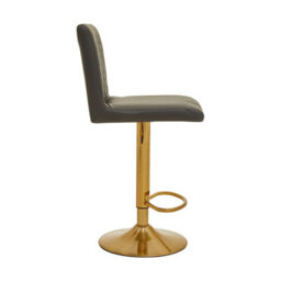 Orsina Baina Dark Grey And Gold Bar Stool With Round Base - thumbnail 3