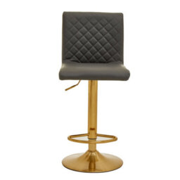 Orsina Baina Dark Grey And Gold Bar Stool With Round Base - thumbnail 2
