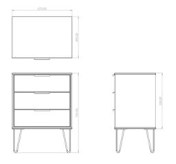 Ready Assembled Matt Oak Effect 3 Drawer Midi Chest (H)740mm (W)575mm (D)395mm - thumbnail 3