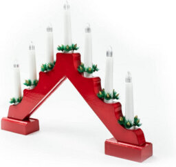 7 Led Candle Bridge Battery Operated With 6 Hours Timer Wooden Christmas Window Decoration Warm White Light - Red - thumbnail 5