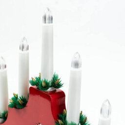 7 Led Candle Bridge Battery Operated With 6 Hours Timer Wooden Christmas Window Decoration Warm White Light - Red - thumbnail 4