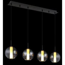 Luminosa Lighting Luminosa Lacy Bar Pendant Ceiling Light Matt Black, Smoke Glass Shades, 4X Led 3000K - thumbnail 5