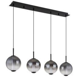 Luminosa Lighting Luminosa Lacy Bar Pendant Ceiling Light Matt Black, Smoke Glass Shades, 4X Led 3000K - thumbnail 3