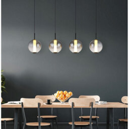 Luminosa Lighting Luminosa Lacy Bar Pendant Ceiling Light Matt Black, Smoke Glass Shades, 4X Led 3000K - thumbnail 2