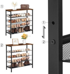 HOOBRO Shoe Rack, 5-Tier Shoe Organizer Shelf, 75 X 30 X 85.1 Cm, With Flat & Slant Adjustable Shelf, Shoe Storage Organiser For Entryway - thumbnail 5