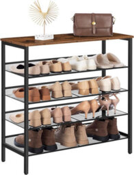HOOBRO Shoe Rack, 5-Tier Shoe Organizer Shelf, 75 X 30 X 85.1 Cm, With Flat & Slant Adjustable Shelf, Shoe Storage Organiser For Entryway - thumbnail 4