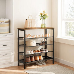 HOOBRO Shoe Rack, 5-Tier Shoe Organizer Shelf, 75 X 30 X 85.1 Cm, With Flat & Slant Adjustable Shelf, Shoe Storage Organiser For Entryway - thumbnail 2