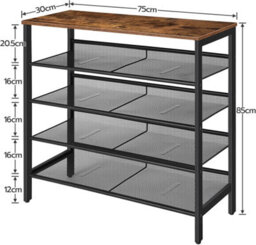 HOOBRO Shoe Rack, 5-Tier Shoe Organizer Shelf, 75 X 30 X 85.1 Cm, With Flat & Slant Adjustable Shelf, Shoe Storage Organiser For Entryway - thumbnail 9