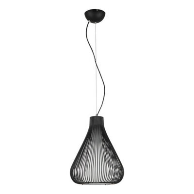 Luminosa Lighting Luminosa Industrial And Retro Hanging Pendant Black 1 Light  With Black Metal Shade, E27