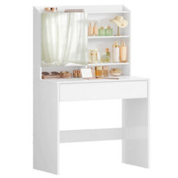Vasagle Dressing Table, Makeup Table With Mirror, Vanity Table With Adjustable Shelves, Drawer - thumbnail 2