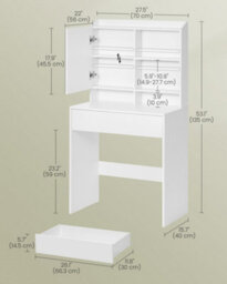 Vasagle Dressing Table, Makeup Table With Mirror, Vanity Table With Adjustable Shelves, Drawer - thumbnail 6