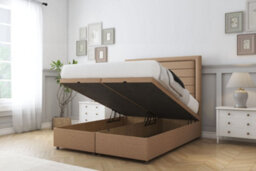 "Sloomy Ashford Latte Dumfries Ottoman Bed With Mattress With 54"" Floor Standing Headboard 2'6 Small Single" - thumbnail 2