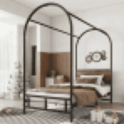 Matteo Modern Black Metal & Wood Effect 3Ft Single Canopy Bed Frame - Durable 90X190Cm Iron Bed For Adults & Teens - thumbnail 8