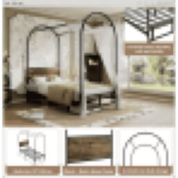 Matteo Modern Black Metal & Wood Effect 3Ft Single Canopy Bed Frame - Durable 90X190Cm Iron Bed For Adults & Teens - thumbnail 2