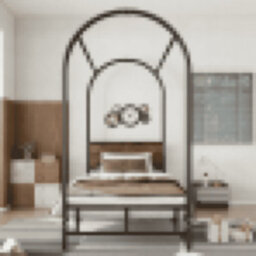 Matteo Modern Black Metal & Wood Effect 3Ft Single Canopy Bed Frame - Durable 90X190Cm Iron Bed For Adults & Teens - thumbnail 5