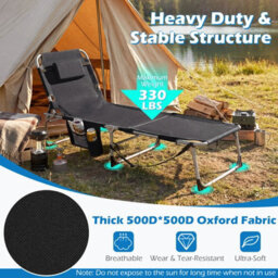 Gainoom Tanning Chair Portable Sunbathing Chair Patio Lay Flat Folding Chaise Lounge With Face Arm Holes - thumbnail 6