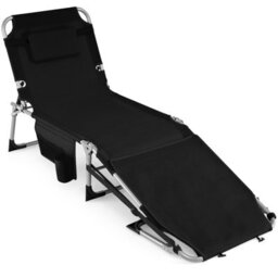 Gainoom Tanning Chair Portable Sunbathing Chair Patio Lay Flat Folding Chaise Lounge With Face Arm Holes - thumbnail 1