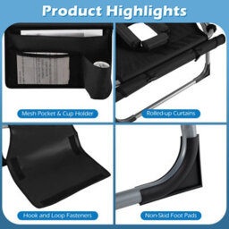 Gainoom Tanning Chair Portable Sunbathing Chair Patio Lay Flat Folding Chaise Lounge With Face Arm Holes - thumbnail 5