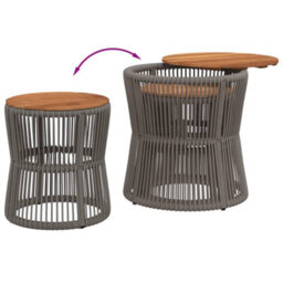 Berkfield Garden Side Tables 2 Pcs With Wooden Top Grey Poly Rattan - thumbnail 7
