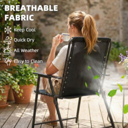 Outsunny Folding Garden Chairs, Outdoor Chairs Set Of 4, Black - thumbnail 6