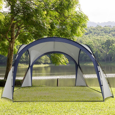 Outsunny Outdoor Gazebo Event Dome Shelter Party Tent For Garden Cream And Blue - image 1