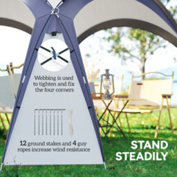 Outsunny Outdoor Gazebo Event Dome Shelter Party Tent For Garden Cream And Blue - thumbnail 7