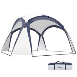 Outsunny Outdoor Gazebo Event Dome Shelter Party Tent For Garden Cream And Blue - thumbnail 2