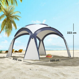 Outsunny Outdoor Gazebo Event Dome Shelter Party Tent For Garden Cream And Blue - thumbnail 3