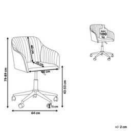 Beliani Modern Desk Chair Venice Velvet Grey - thumbnail 3