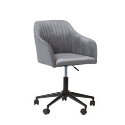 Beliani Modern Desk Chair Venice Velvet Grey - thumbnail 1