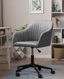 Beliani Modern Desk Chair Venice Velvet Grey - thumbnail 2