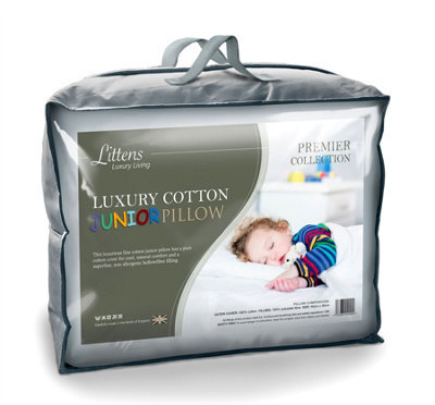 Littens Junior Cot Bed 100% Luxury Fine Cotton Pillow, Hollowfibre, Toddler 40Cm X 60Cm