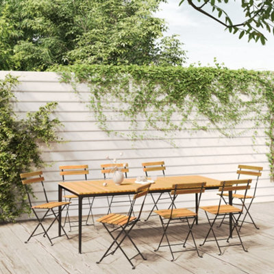Berkfield Folding Garden Chairs 8 Pcs Steel And Solid Wood Acacia - image 1